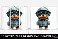 Expressive Cute Rottweiler Raincoat Tumbler|20 oz Tumbler Product Image 1