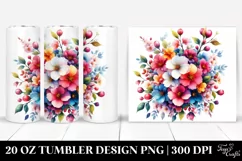 20 Oz Tumbler Sublimation | Colorful Cherry Blossom Bouquet Product Image 1