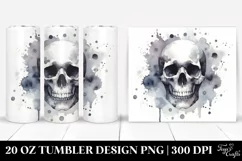 Simple Skull Watercolor Tumbler Design Product Image 1