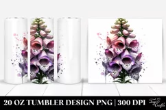 20 Oz Tumbler Sublimation | Foxglove Watercolor Splash Product Image 1