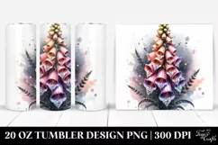 20 Oz Tumbler Sublimation | Foxglove Watercolor Splash Product Image 1