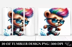 cute Baby Bear Running with Cool Haircut | 20 oz Tumbler Product Image 1