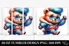 cute Baby Bear Running with Cool Haircut | 20 oz Tumbler Product Image 1