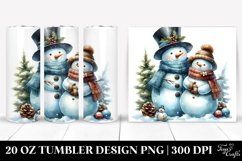 Washed Watercolor Snowman Clipart, 20 Oz Tumbler Product Image 1