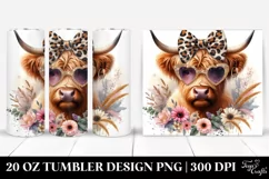 Highland Cow with Glasses Tumbler 20 oz Product Image 2