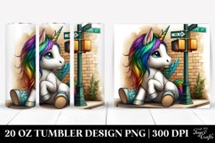 Colorful Baby Unicorn Street Corner 20 oz Tumbler Design Product Image 1