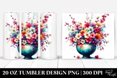 20 Oz Tumbler Sublimation | Colorful Vibrant Vase Cherry Product Image 1