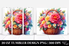 20 Oz Tumbler Sublimation | Colorful Vibrant Basket Camellia Product Image 1