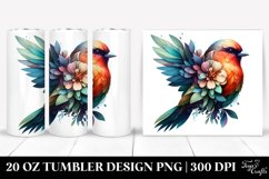 Colorful Bird and Flowers 20 oz Tumbler Design Product Image 1