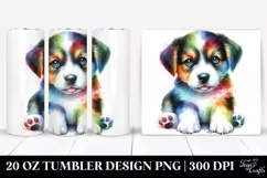 Colorful Puppy Playing Around Sublimation Clipart Product Image 1