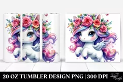 Cool Cut Unicorn,Floral Wreath,Watercolor Drawing | 20 oz Product Image 1