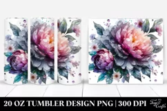 20 Oz Tumbler Sublimation | Peonies Watercolor Splash Product Image 1