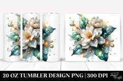 20 Oz Tumbler Sublimation | Jasmine Watercolor Splash Product Image 1