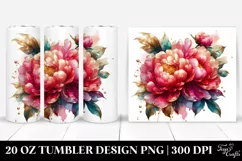 20 Oz Tumbler Sublimation | Peonies Watercolor Splash Product Image 1