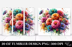 Abstract Colorful Bouquet with Zinnia | 20 Oz Tumbler Product Image 1