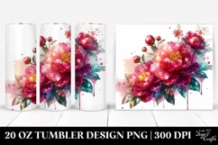 20 Oz Tumbler Sublimation | Peonies Watercolor Splash Product Image 1