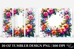 20 Oz Tumbler Sublimation | Colorful Watercolor Frame with Product Image 1