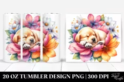 Colorful Watercolor Puppy Sleeping Flower 20 Oz Tumbler Product Image 1