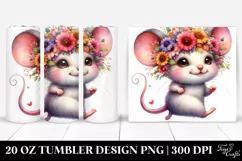 Cute Baby Mouse,Floral Wreath,Watercolor Drawing | 20 oz Product Image 1