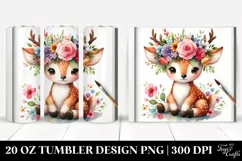 Cartoon-Style Deer with Flower Crown | 20 oz Tumbler Product Image 1