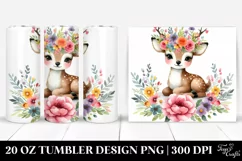 Cartoon-Style Deer with Flower Crown | 20 oz Tumbler Product Image 1