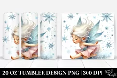 Whimsical Fairy Tumbling in Snowflakes, Clipart 20 Oz Product Image 1