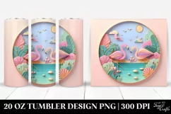 Colorful Flamingo Scene Design, High-Quality 20 Oz Tumbler Product Image 1
