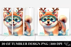 Watercolor Shiba Inu with Reindeer Horns Product Image 1