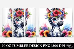 Adorned Zebra with Flower Crown | 20 oz Tumbler Product Image 1