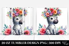 Adorned Zebra with Flower Crown | 20 oz Tumbler Product Image 1