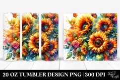 Vibrant Sunflowers Watercolor Tumbler Design Product Image 1