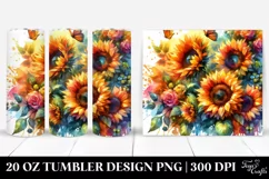 Vibrant Sunflowers Watercolor Tumbler Design Product Image 1