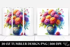 20 Oz Tumbler Sublimation | Colorful Vibrant Watercolor Vase Product Image 1