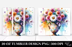 20 Oz Tumbler Sublimation | Colorful Vibrant Watercolor Vase Product Image 1