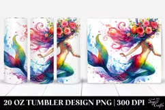 Running Mermaid Drawing | 20 oz Tumbler Product Image 1