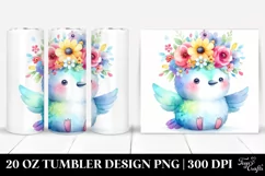 Cartoon-Style Cute Hummingbird with Flower Crown, 20 Oz Product Image 1