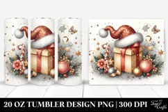 Whimsical Present with Santa Hat, Clipart 20 Oz Tumbler Product Image 1