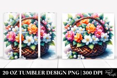 Colorful Watercolor Basket with Jasmine | 20 Oz Tumbler Product Image 1