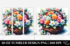 Colorful Watercolor Basket with Jasmine | 20 Oz Tumbler Product Image 1