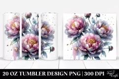 Shiny Peonies Watercolor Tumbler Product Image 1