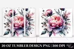 Shiny Peonies Watercolor Tumbler Product Image 1