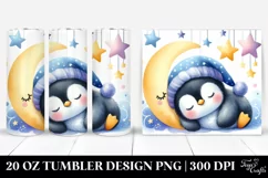 Colorful Sleeping Baby Penguin Moon 20 oz Tumbler Product Image 1