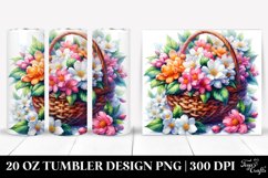 Colorful Watercolor Basket with Jasmine | 20 Oz Tumbler Product Image 1