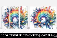 Wimsical Watercolor Vibrant Rainbow | 20 oz Tumbler Product Image 1