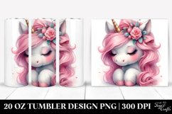 Cute Baby Unicorn with Pink Hair Watercolor | 20 Oz Tumbler Product Image 1
