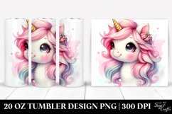 Cute Baby Unicorn with Pink Hair Watercolor | 20 Oz Tumbler Product Image 1