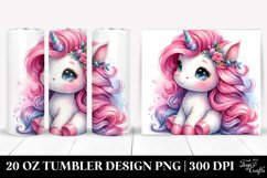 Cute Baby Unicorn with Pink Hair Watercolor | 20 Oz Tumbler Product Image 1