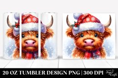 Goofy Highland Cow in Winter Clothes Sublimation Clipart Product Image 1