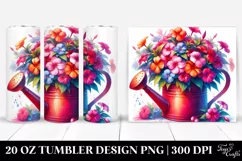 20 Oz Tumbler Sublimation | Colorful Watering Can Impatiens Product Image 1