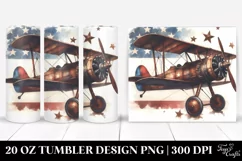 Watercolor Vintage Rusty Biplane with Stars 20 oz Tumbler Product Image 1